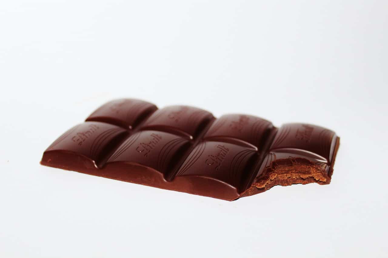 A chocolate bar on a white background